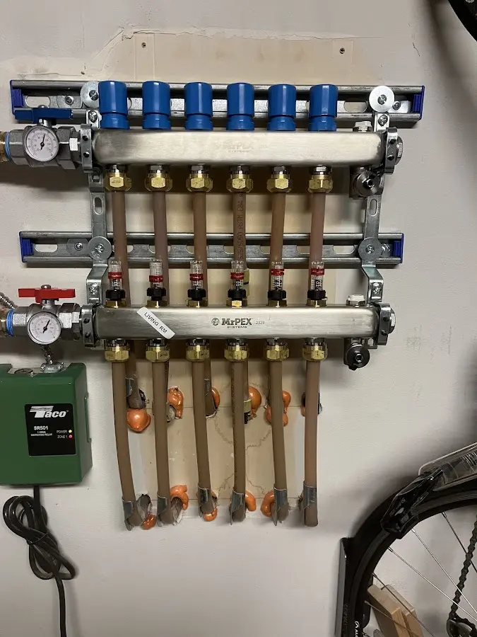 Plumber performing Gas Line Installation at a residential property in Blanchard